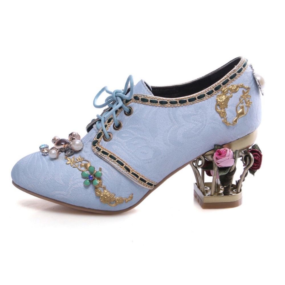 ‼️SALE The Clarissa Blue Handmade Flower Shoes - Picture 2 of 5